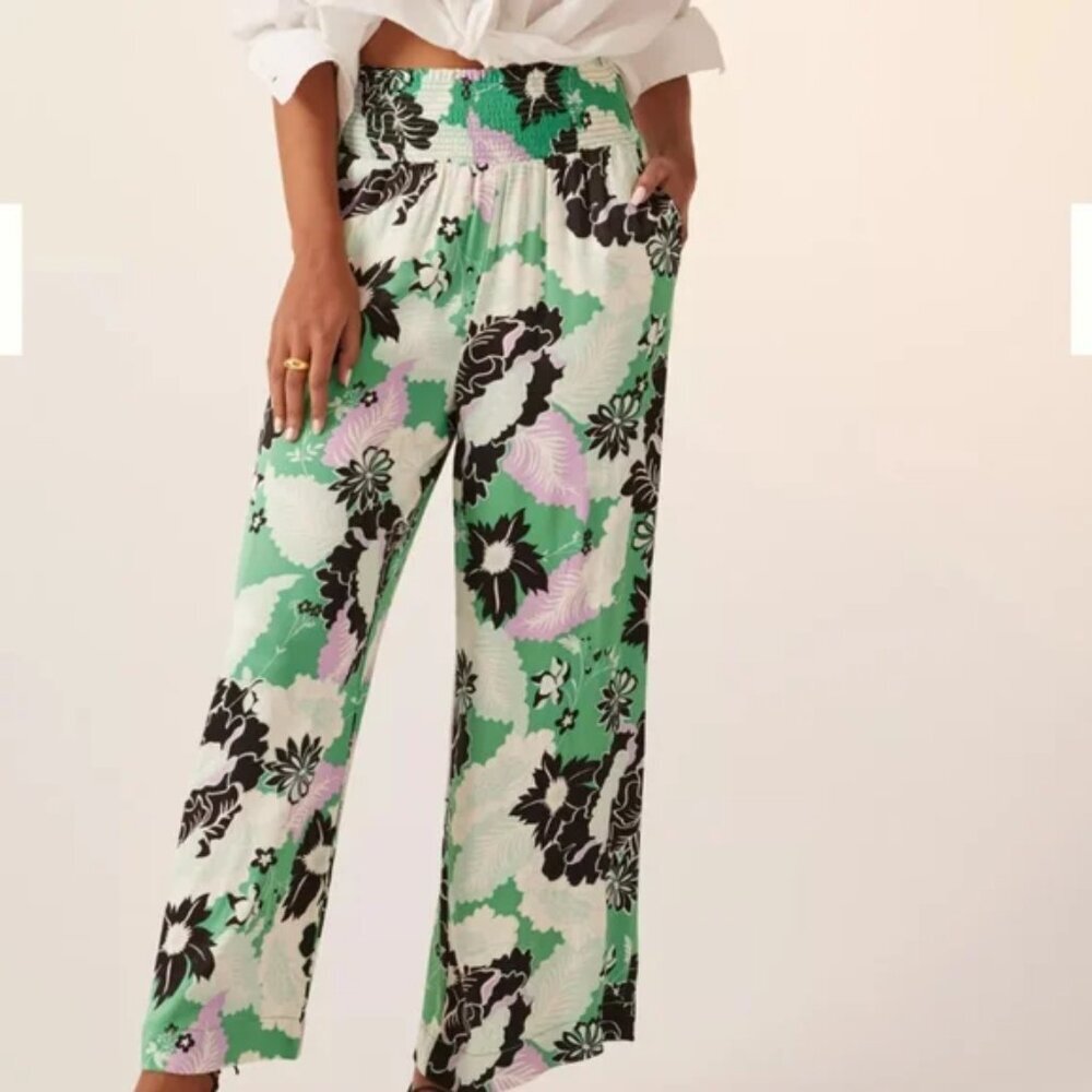 Anthro Maeve The Saria Smocked Wide Leg Floral Pants